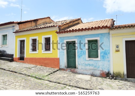 Traditional Brazilian Portuguese colonial architecture in Alcantara Maranhao Brazil