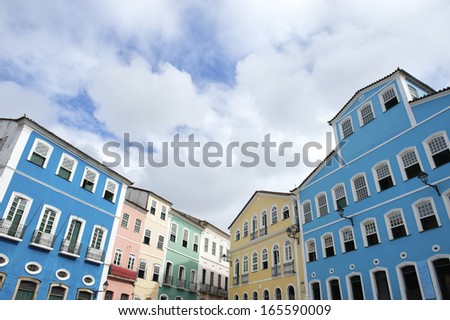 Historic City Center Of Pelourinho Salvador Da Bahia Brazil Features Colorful Colonial Architecture