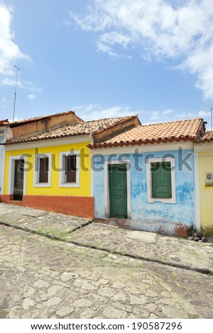 Traditional Brazilian Portuguese colonial architecture in Alcantara Maranhao in Nordeste Brazil
