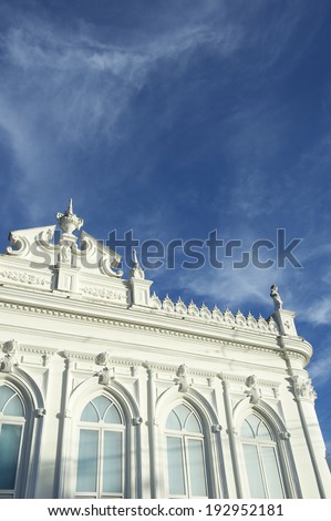 Typical white colonial architecture detail blue sky Northeastern Nordeste Brazil