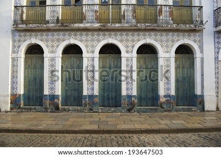 Traditional Portuguese colonial architecture color and syle in Sao Luis Brazil
