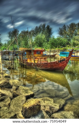hdr image processing of old fisherman boat