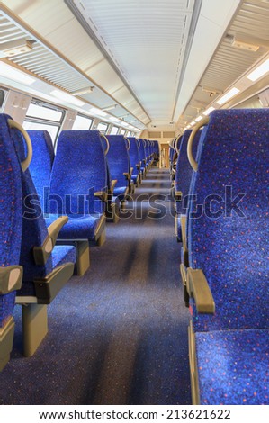 Interior of an empty passenger rail car