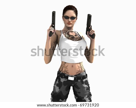 Cartoon Female Soldier