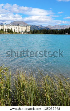 Lake Louise in front of Whitehorn mountain and Unity Peak in Banff National Park Alberta Canada