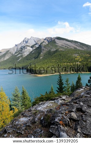 Lake Minnewanka or Water of the Spirits in Nakota Stoney Indian language Banff National Park Alberta Canada