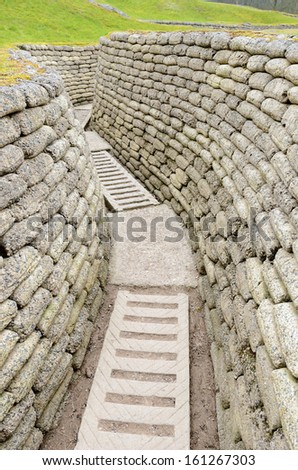 World War One trench on the Vimy Ridge preserving a short section of the Allied Front Line and the German Front Line.