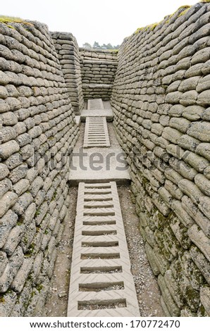 World War One trench on the Vimy Ridge preserving a short section of the Allied Front Line and the German Front Line.