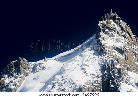 View of Aiguille Du Midi from Chamonix - landscape orientation