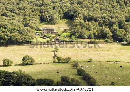 View across farmland in the Lake District - landscape orientation