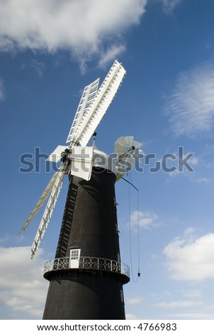 View of windmill in Lincolnshire England - portrait orientation
