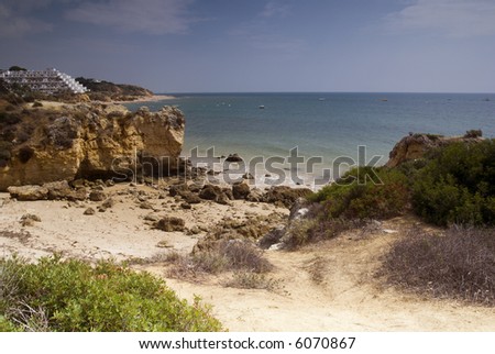 Oura Beach & cliffs in Albufeira, Portugal - landscape orientation