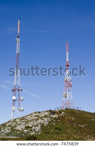 Mobile phone & satellite telecommunications tower - portrait orientation