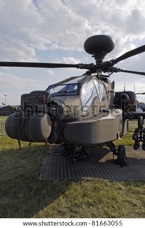 WADDINGTON, ENGLAND, UK - JULY 2: Apache Longbow attack helicopter at Waddington International Air Show on July 2, 2011 in Waddington, England, UK.