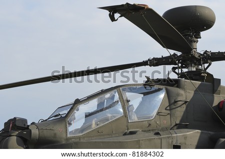 WADDINGTON, ENGLAND, UK - JULY 3: Apache Longbow attack helicopter at Waddington International Air Show on July 3, 2011 in Waddington, England, UK.