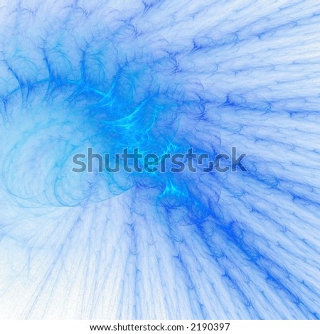 Blue fantasy swirl on white background