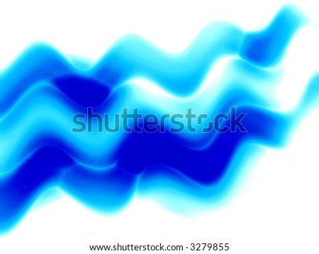 Blue fantasy waves isolated on white background