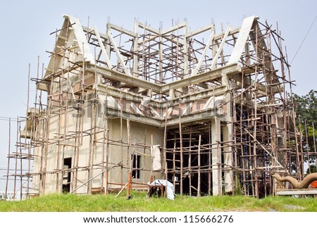 under construction temple, Thailand