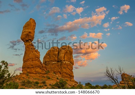 Sunset over Balanced Rock, Arches National Park