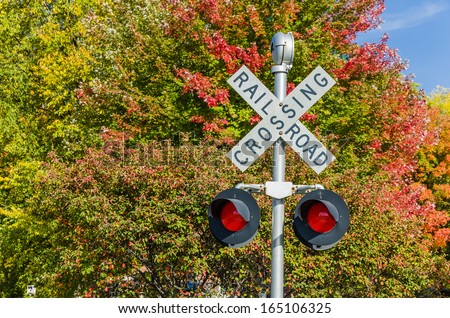 Railroad Crossing Signal and Autumn Colours