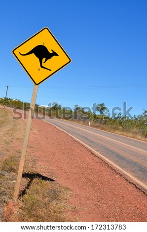 Warning Sign on a Road in the Australian Outback