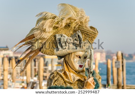 Woman in Costume in St Mark\'s Square during the Carnival, Venice