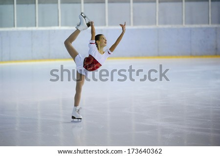 BELGRADE - JANUARY 22: young girl  performs free ice skating at Europa Cup figure skating competition \