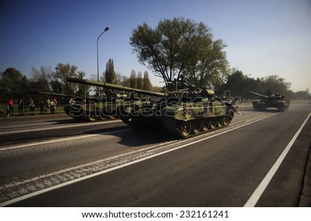 Belgrade, Serbia - October 12, 2014: Serbian army special force combat vehicles on street of Belgrade, preparations for a military parade in Belgrade on October 12, 2014 in Belgrade, Serbia