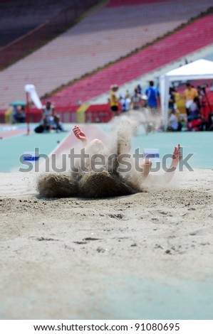 BELGRADE, SERBIA - MAY 28: Unidentified  athlete competing in Triple Jump at the athletics european competition group B , May 28, 2011 Belgrade, Serbia
