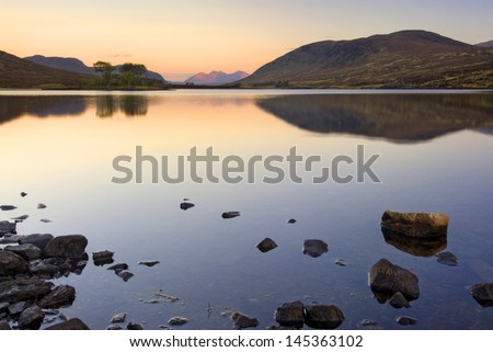 Loch Droma, Garve, Highlands, Scotland. Sunrise. On the A835 road from Inverness to Ullapool.