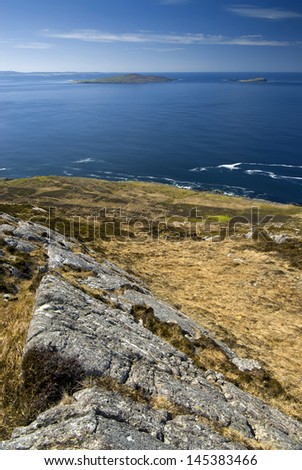 View from the top of Toe Head (Northton) looking south toward North Uist. Isle of Harris, Outer Hebrides, Scotland