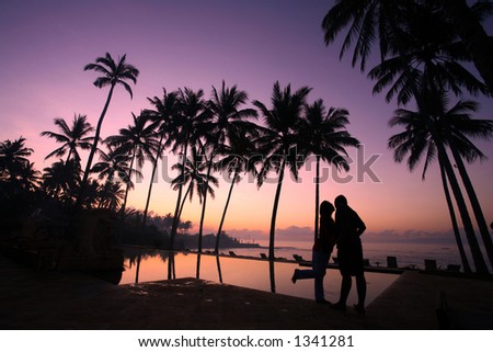 couple kissing silhouette. couple kissing at sunrise