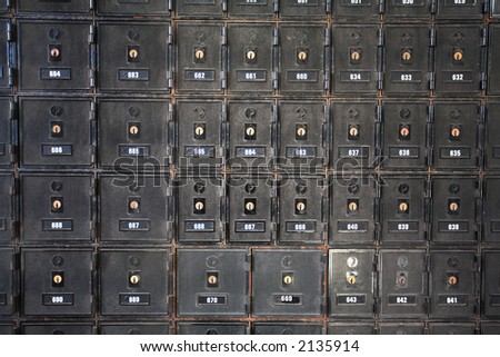 Secure mail boxes made from steel at Australian Post office, Brisbane
