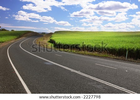 National freeway near sugar cane in Queensland - Australia