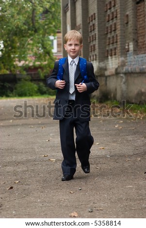 First-form boy goes to school.