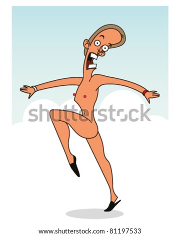 stock vector Crazy old man skipping Save to a lightbox Please Login
