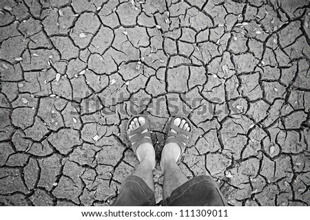 human standing on dry soil