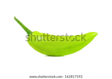 isolated green fresh banana pepper on white background