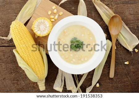 hot corn soup in white bowl