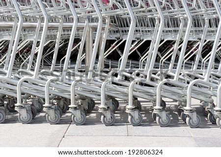 abstract roller of shopping cart at parking lot