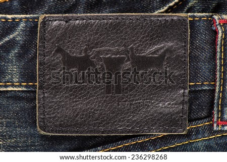 BANGKOK, THAILAND - DECEMBER 09 2014: Close up of the LEVI\'S leather label on the old blue jeans. LEVI\'S is a brand name of Levi Strauss and Co, founded in 1853.