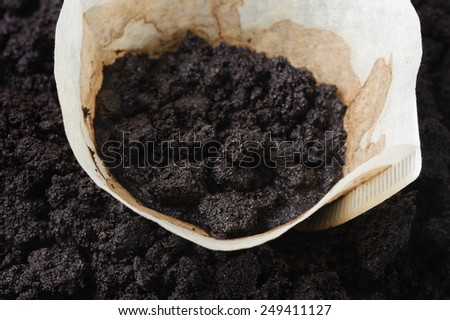 used white coffee filters with coffee ground