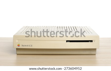 BANGKOK, THAILAND - APRIL 29, 2015: The Macintosh LC II. The Macintosh LC (low-cost color) is Apple Computer\'s product family of low-end consumer Macintosh personal computers in the early 1990s.