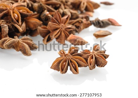 closeup details of star anise on white background