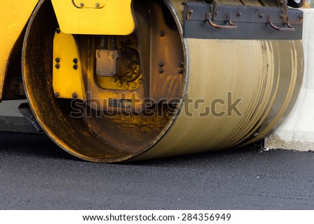 Heavy Vibration roller at asphalt pavement works