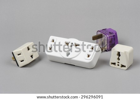 Different universal plug adapters, travel adapters