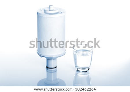 new cartridge for water purifier on white background