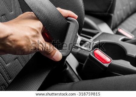 closeup automobile safety belt (seat belt)