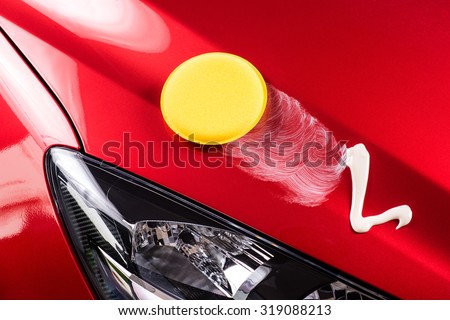 car care, polishing the red car