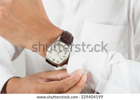 vintage style of luxury men watch on wrist